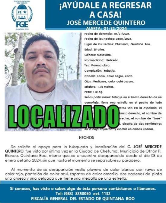 Encuentran a Conductor Beliceño Desaparecido en Chetumal, Sano y Salvo
