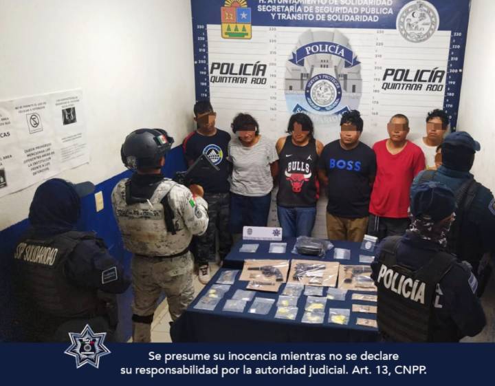 Éxito Policial en Playa del Carmen: Capturados 7 Individuos y Decomisadas Armas y Drogas