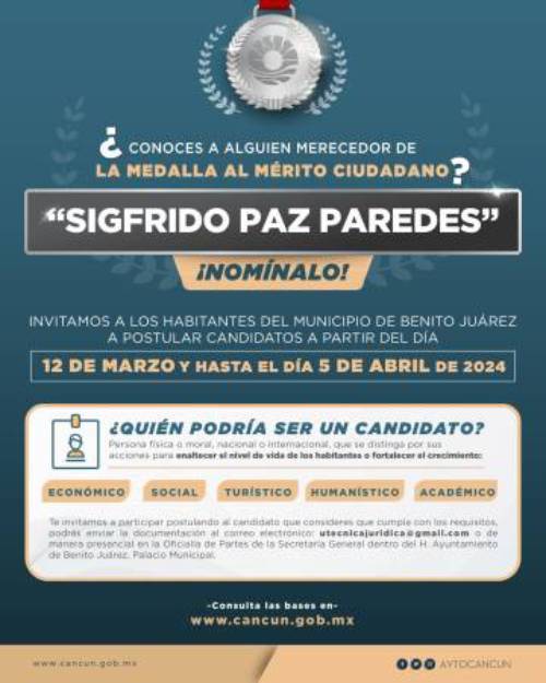 Convocan en Cancun a postulaciones para premio Sigfrido Paz Paredes 1