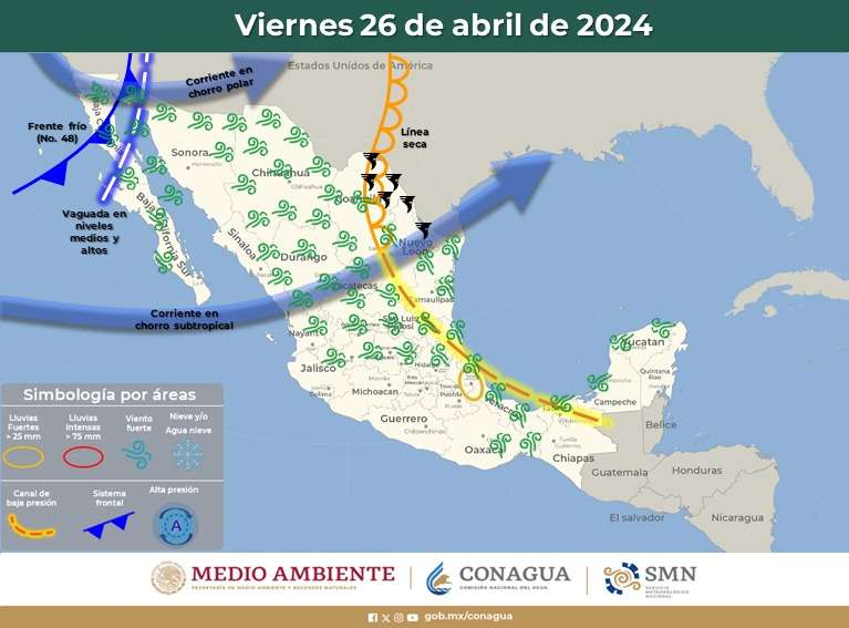 El Servicio Meteorológico Nacional advierte sobre temperaturas extremadamente calurosas en la Península de Yucatán, con lluvias aisladas y vientos fuertes.