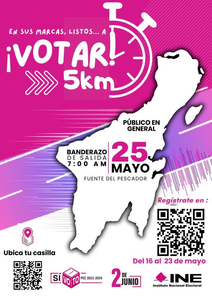 INE Quintana Roo Invita a Carrera y Caminata Recreativa "En sus marcas, listos… a ¡votar! 5 km"