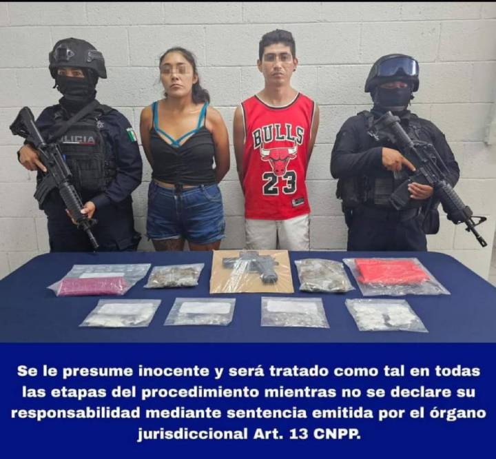 Arrestan a Pareja con Más de 200 Dosis de Drogas y un Arma de Fuego en Cozumel