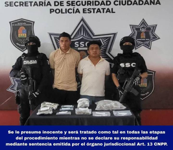 Capturan a Dos Hombres con Más de Cien Dosis de Drogas en Cancún