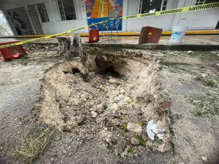 Detectan hundimiento en escuela de Solidaridad