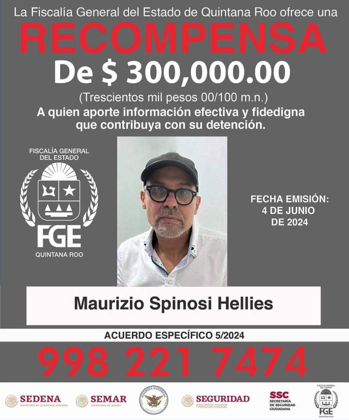 Recompensa de 300 Mil Pesos por Información sobre Maurizio Spinosi Hellies