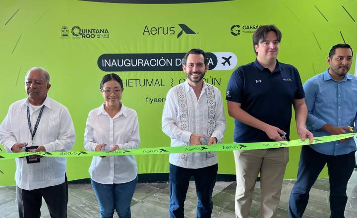 Inauguran nuevo vuelo Cancún-Chetumal-Cancún con AERUS