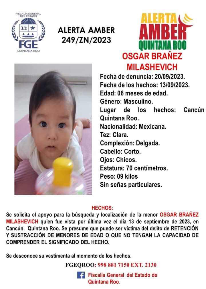 Alerta Amber Activada: Bebé de 6 Meses Desaparecido en Quintana Roo