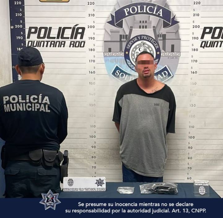 Arrestan a Sospechoso con Sustancias Ilegales en Playa del Carmen Durante Operativo de Seguridad