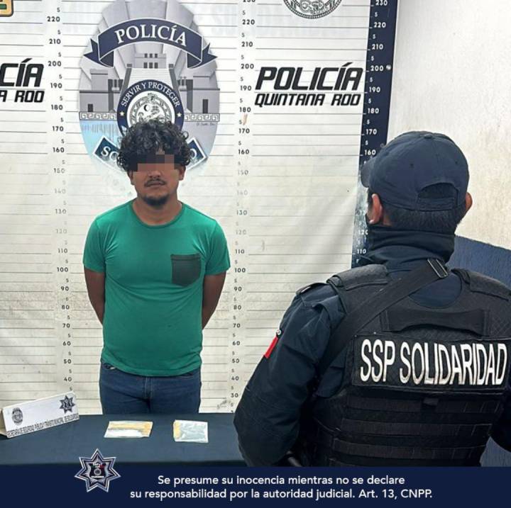 Arrestan a Sospechoso por Posesión de Drogas en Playa del Carmen
