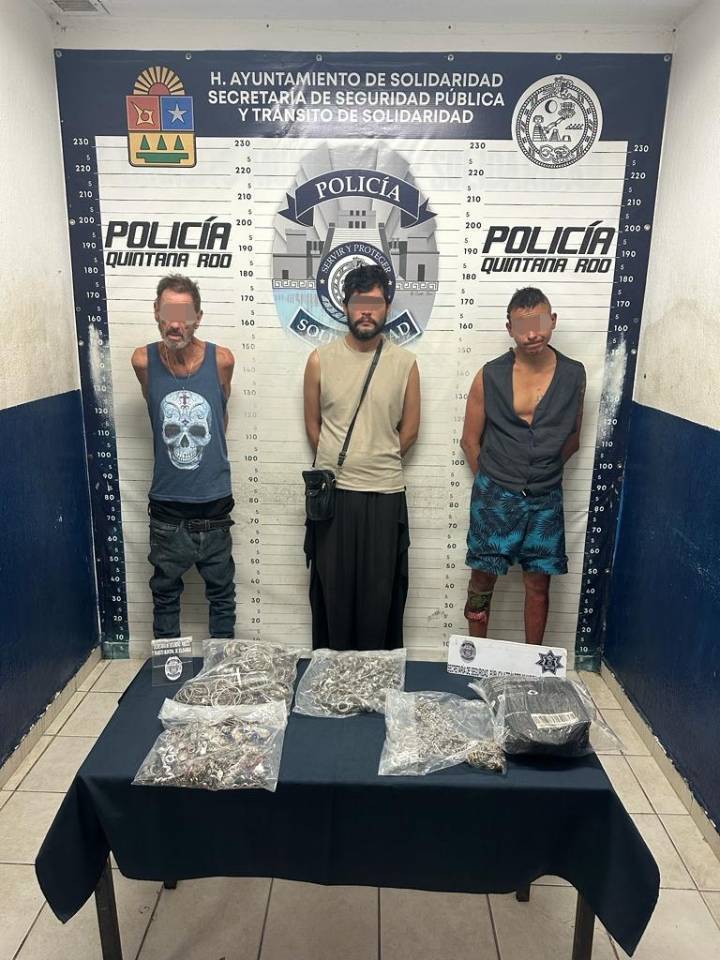 Arrestan a Tres Sospechosos con Valiosa Platería en Playa del Carmen