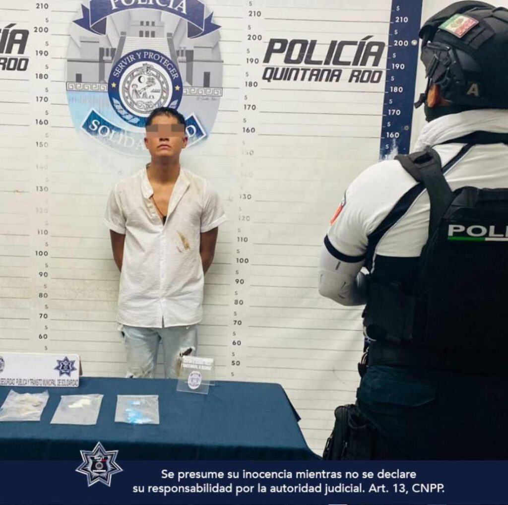 Arrestan a sospechoso con diversas drogas en Playa del Carmen