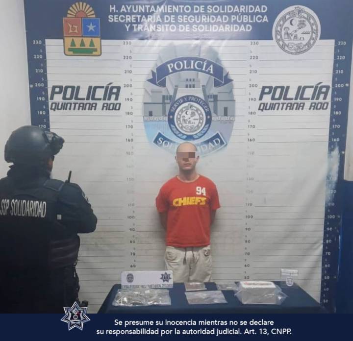 Arrestan a sujeto con sustancias ilegales en Playa del Carmen