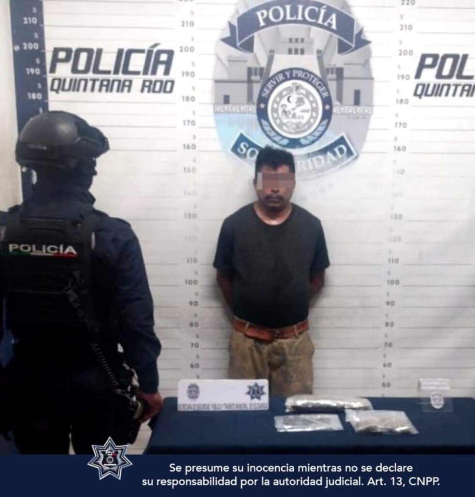Capturado en Playa del Carmen: Arrestan a Sospechoso con Drogas Marihuana y Cristal