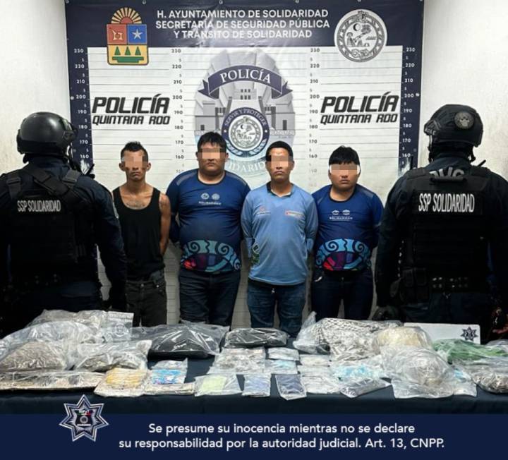 Capturados cuatro individuos con armamento y sustancias ilegales en Playa del Carmen