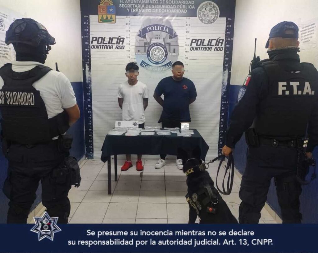 Capturados en Playa del Carmen con narcóticos y municiones en su poder