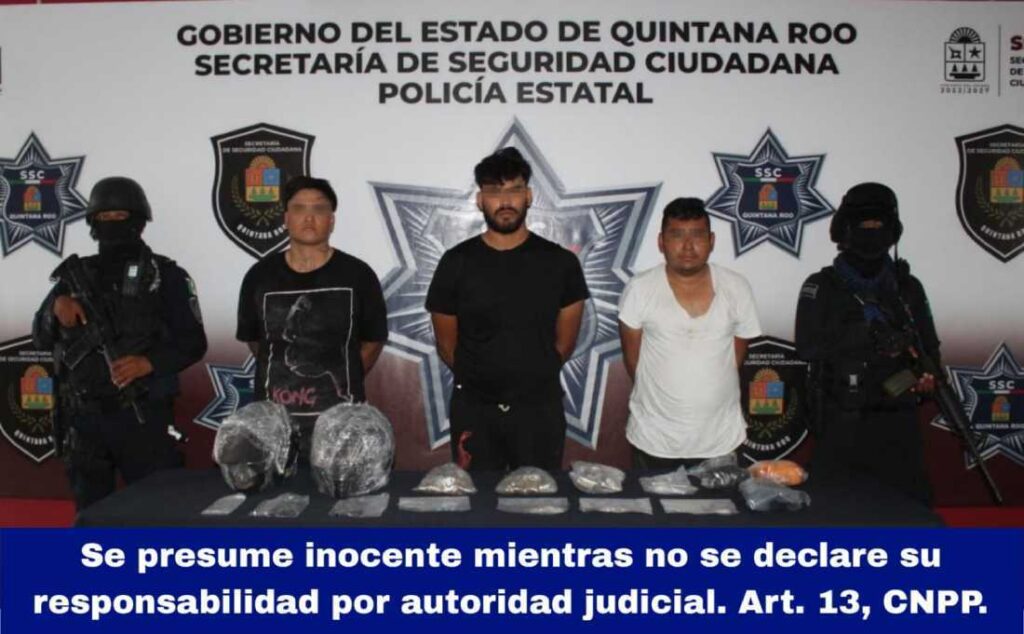 Capturados tres individuos vinculados a homicidios y tráfico de drogas en Cancún
