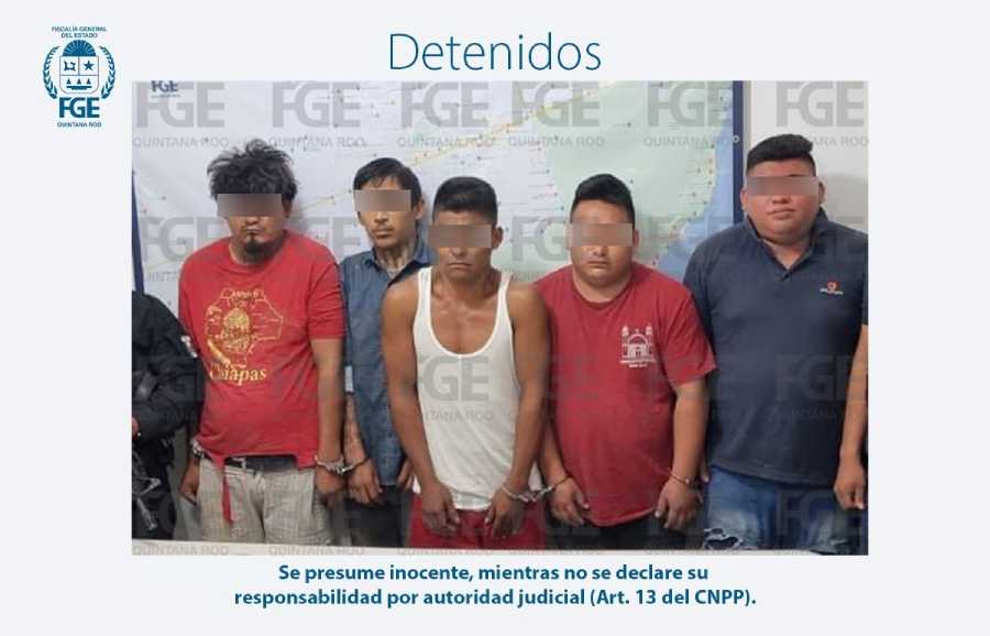 Cinco detenidos en Quintana Roo por delitos contra la salud, portación de armas y robo de vehículo en Tulum