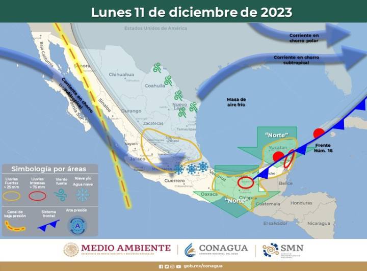 Clima en Quintana Roo: Frente Frío Número 16