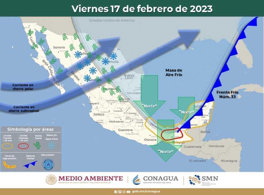 Clima en Quintana Roo: Frente Frío provoca lluvias fuertes y vientos intensos en la Península de Yucatán