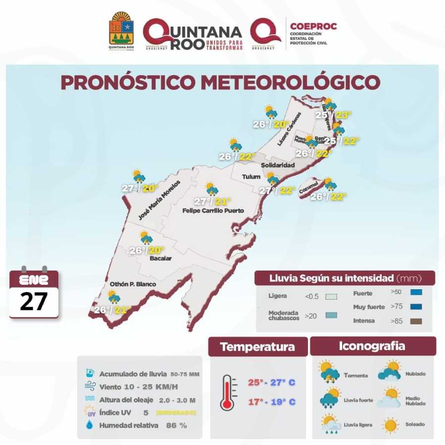 Clima en Quintana Roo: Precipitaciones intensas debido a Frente Frío 27