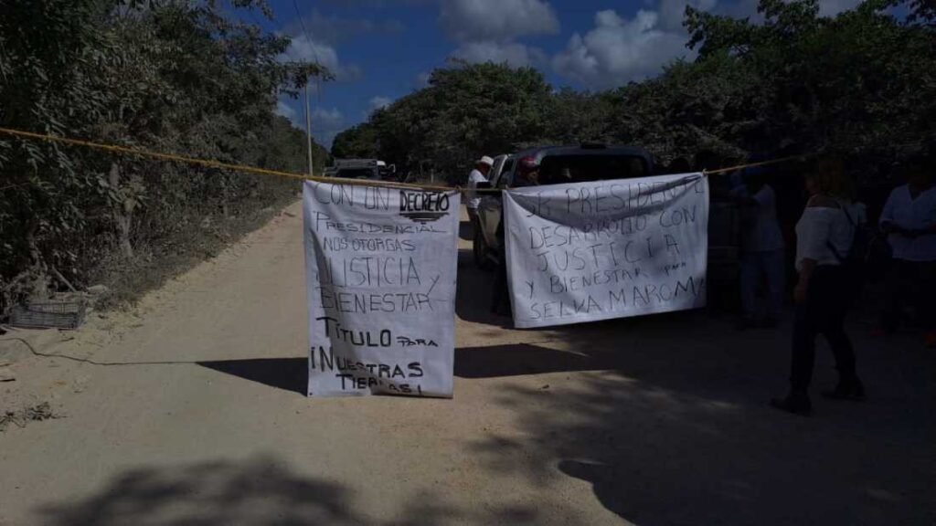 Comunidades de la zona norponiente del Tren Maya bloquean acceso a proveedores y trabajadores exigiendo servicios y certeza juridica 2