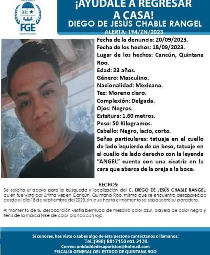 Desaparición en Cancún: Joven de 23 Años Buscado Desesperadamente