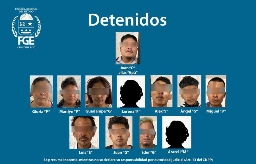 Detenidas 12 personas por su presunta participación en homicidios dolosos en Cancún