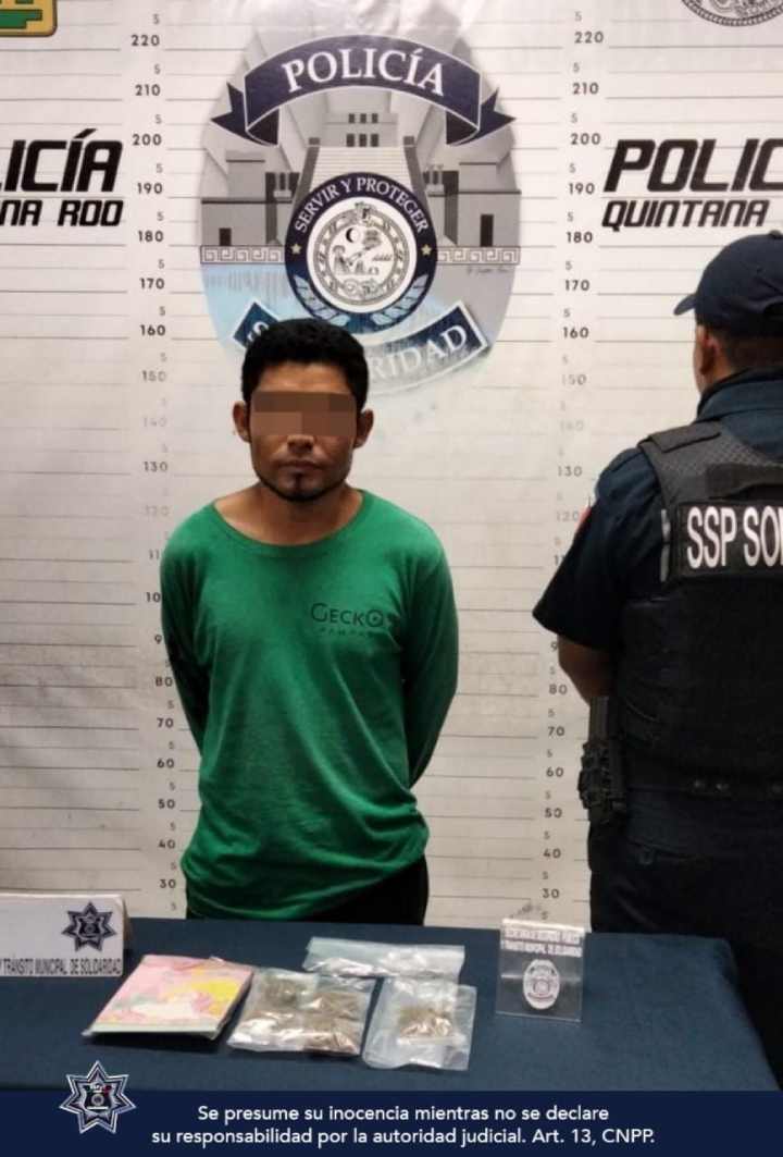 Detienen a Sospechoso con Drogas en Playa del Carmen