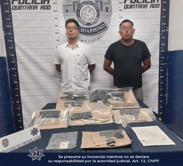 En Playa del Carmen, dos personas fueron capturadas portando armas