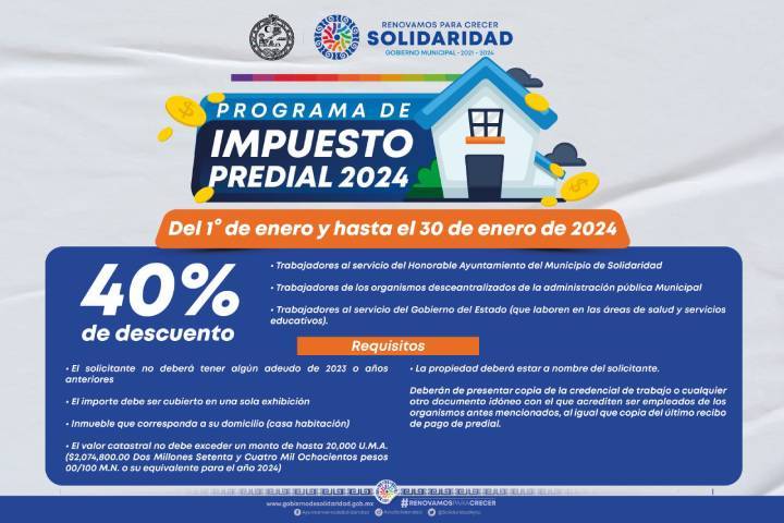Estimulo Fiscal Reduccion en el Pago del Impuesto Predial 2024 en Playa del Carmen 1