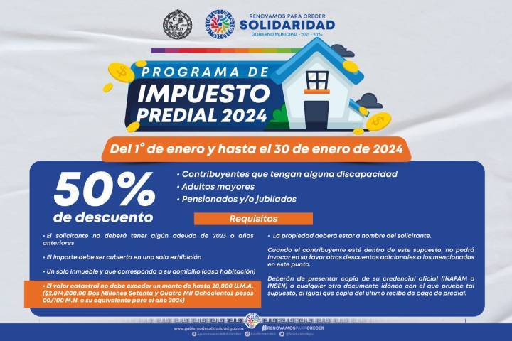 Estimulo Fiscal Reduccion en el Pago del Impuesto Predial 2024 en Playa del Carmen 2