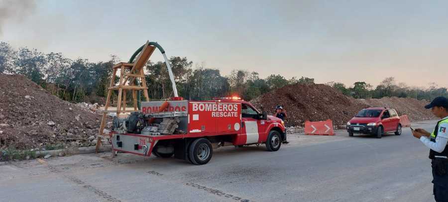 Incendio forestal en Playa del Carmen cercano al tramo del Tren Maya