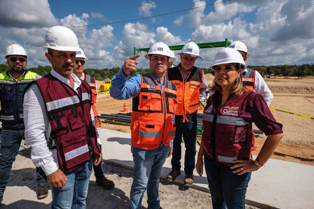 Mara Lezama supervisa los avances de la estación del Tren Maya en Cancún Aeropuerto