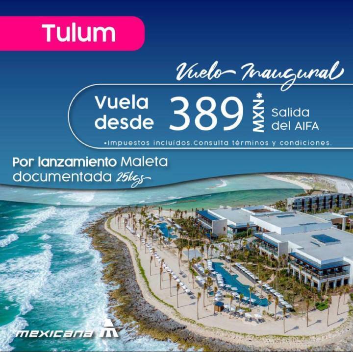 Mexicana Vuela despega con su primer vuelo hacia el Aeropuerto de Tulum
