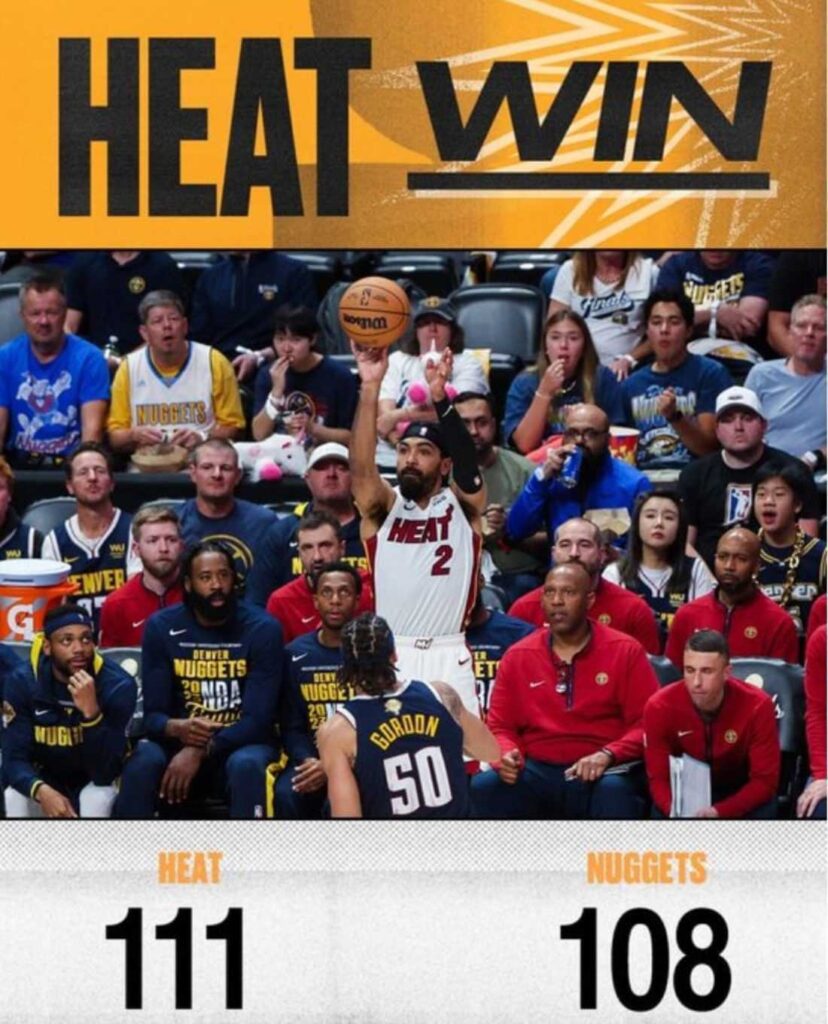 Miami Heat iguala la serie final de la NBA al vencer a Denver Nuggets en su propio terreno, 111-108