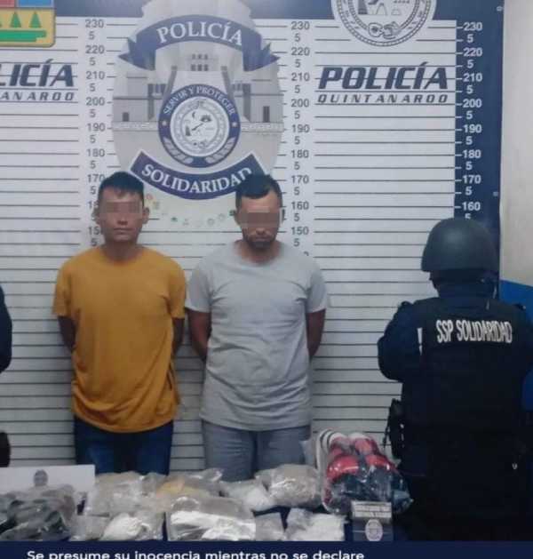 Par de tiradores de droga detenidos con 90 dosis en Playa del Carmen