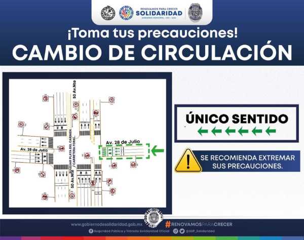 Playa del Carmen: Cambio de circulación en avenidas