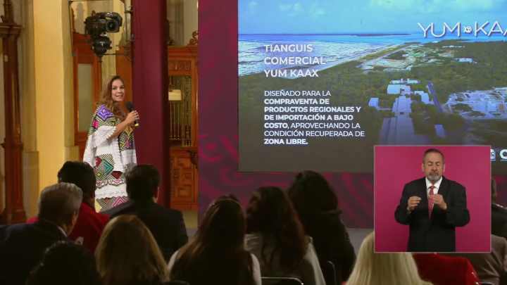 Presentacion de Mara Lezama sobre el Proyecto Yum Kaax durante la Mananera de AMLO 1