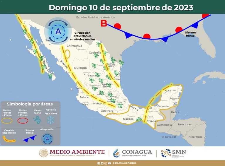 Probabilidades de chubascos y lluvias en Quintana Roo