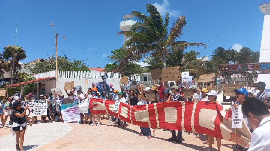 Protestas en Puerto Morelos contra el impacto ambiental de las obras del Tren Maya