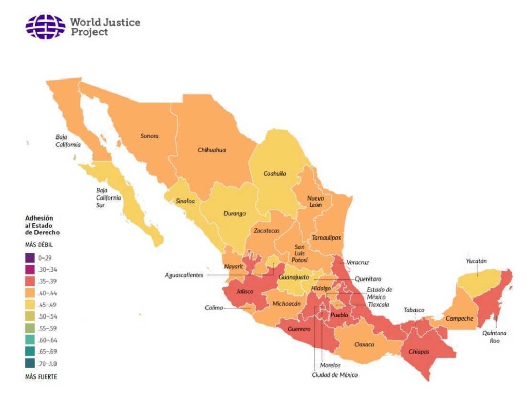 Quintana Roo, rezagado en el ranking de "Estado de Derecho" del WJP