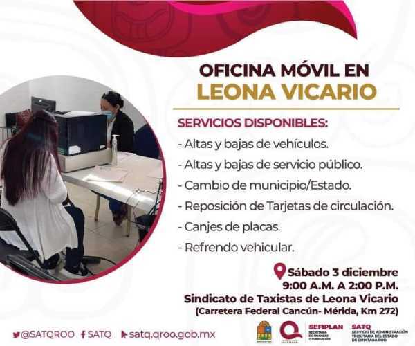 Se habilitaran oficinas moviles del SATQ en Mahahual Saban Akumal Muyil y Leona Vicario 1