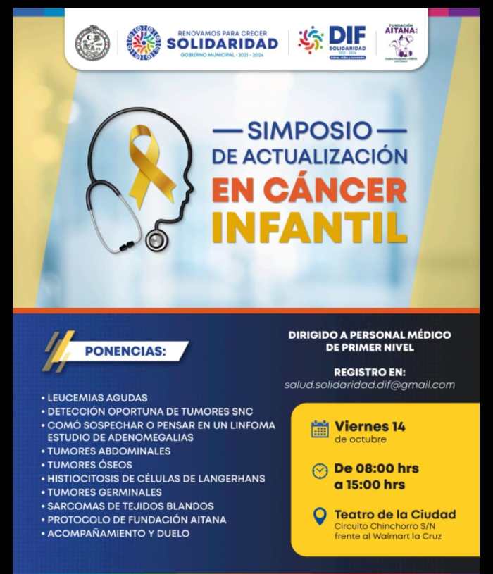 Solidaridad será sede del “Simposio de Actualización del Cáncer Infantil”