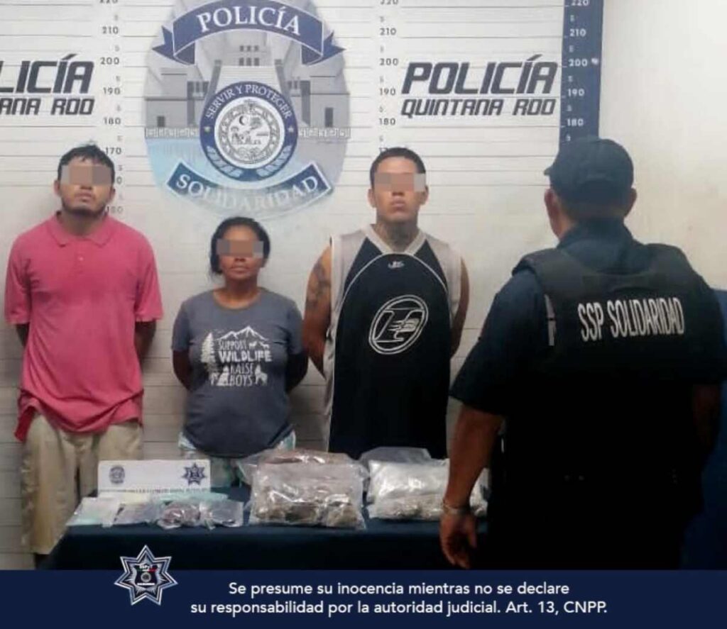 Tres Arrestados en Playa del Carmen por Posesión y Supuesta Comercialización de Drogas