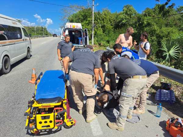 Una pareja se ve involucrada en un accidente en carretera de Tulum