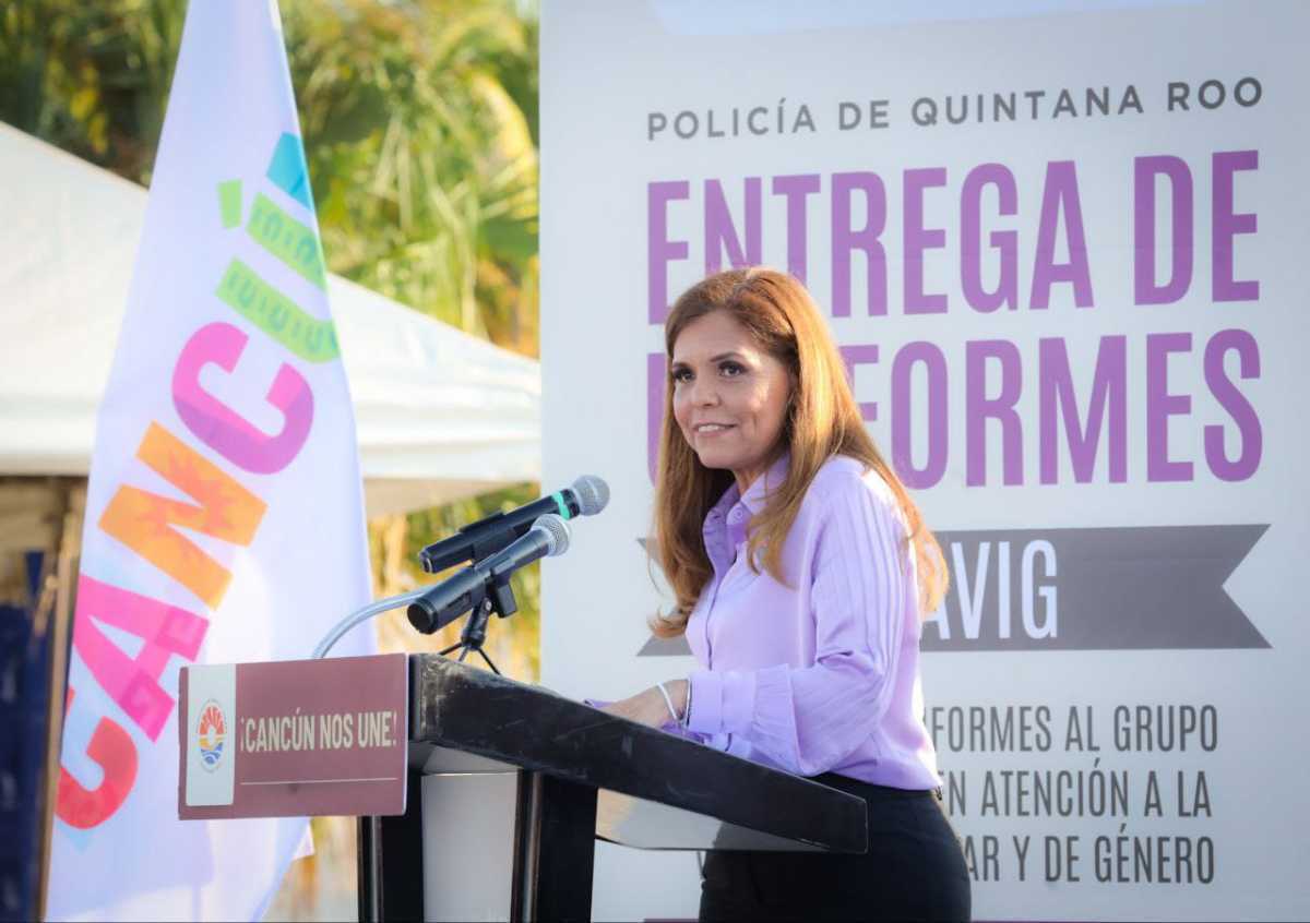 Verónica Lezama refuerza su compromiso en la erradicación de la violencia al entregar uniformes al GEAVIG en Cancún