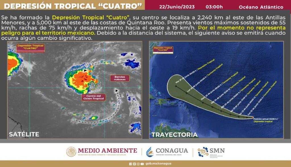 ¡Alerta! Surge la #DepresiónTropical "Cuatro" en el océano Atlántico